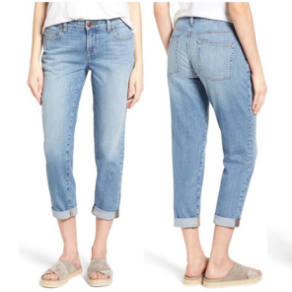 Eileen Fisher Boyfriend Jeans Organic Cotton 14 Light Wash Denim (36x28)